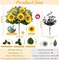 2 Bouquets Large Sunflowers Artificial Flowers Summer Cemetery Decor, 16 Inch Fake Flowers Silk Faux Sunflower Lavender Baby Breath Arrangement for Mother's Day Wedding Home Outdoor Grave Decorations